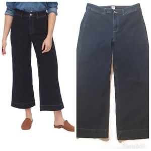 Gap sz 12 Wide Leg High Rise Crop Dark Wash Denim